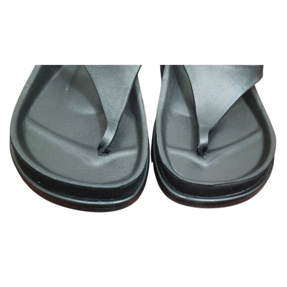 ZARA Women Black Minimalist Slingback Thong Sandals Size 36 Slip-On Flat Summer - Picture 3 of 11